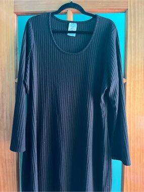 Rachel Black Ribbed Long Sleeve Dress